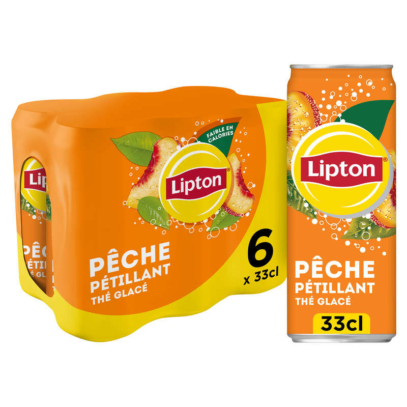 Lipton Pêche Pétillant Thé Glacé 6x33cl Lipton Pêche Pétillant Thé Glacé 6x33cl