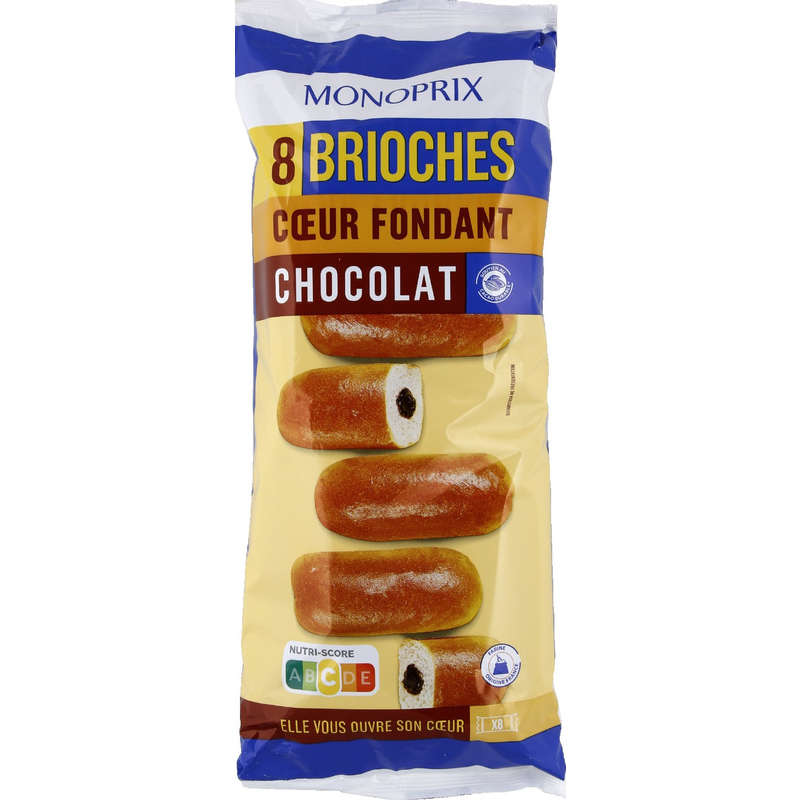 Monoprix 8 brioches coeur fondant chocolat Monoprix 8 brioches coeur fondant chocolat