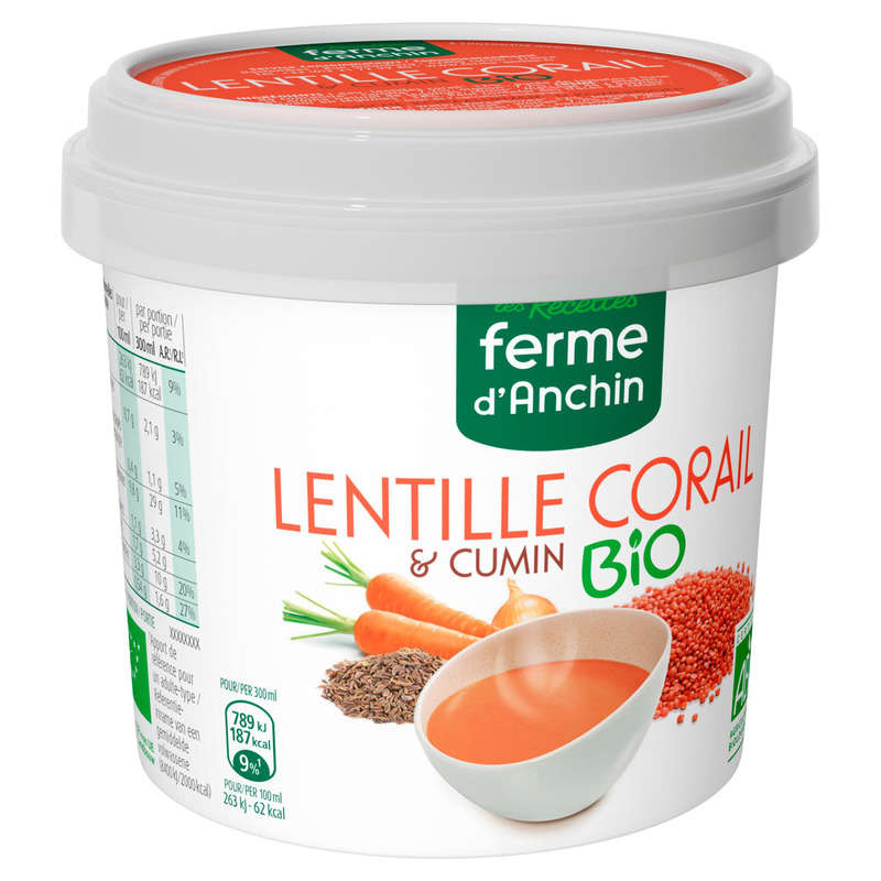 Ferme d'Anchin Soupe Lentille Corail et Cumin Bio 30cl Ferme d'Anchin Soupe Lentille Corail et Cumin Bio 30cl