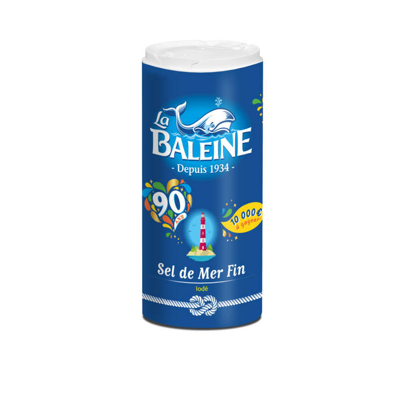 La Baleine Sel de mer fin iodé et fluoré boite verseuse 600g La Baleine Sel de mer fin iodé et fluoré boite verseuse 600g