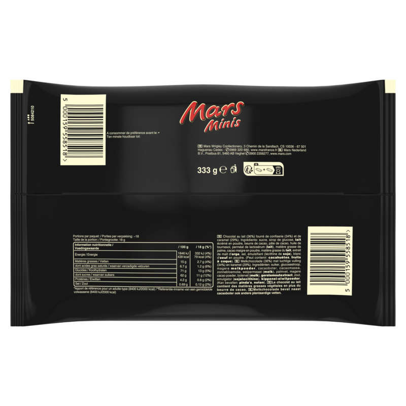 Mars minis barres chocolatées au caramel 333g