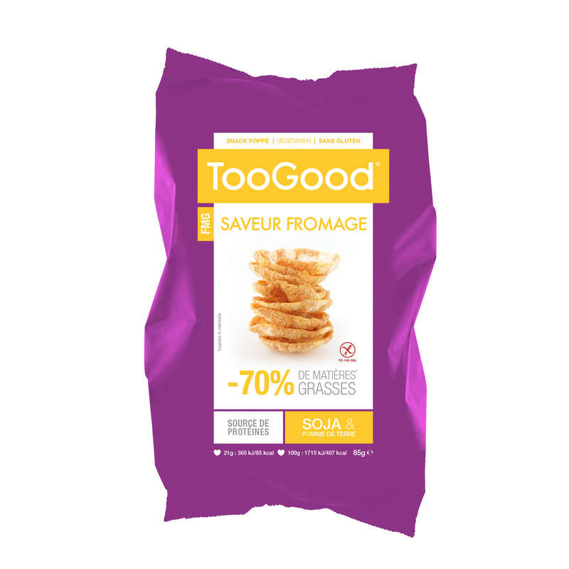 Toogood Snack Poppé À Base De Soja & Pomme De Terre Goût Fromage 85G Toogood Snack Poppé À Base De Soja & Pomme De Terre Goût Fromage 85G