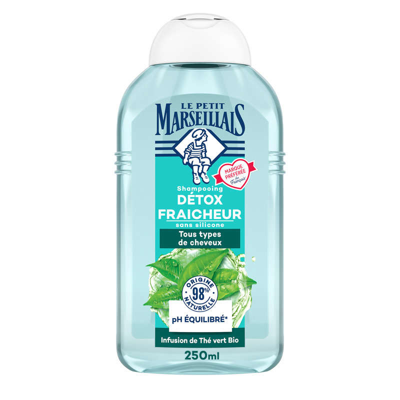 Le Petit Marseillais Shampooing Réveil Détox thym et thé vert bio 250ml Le Petit Marseillais Shampooing Réveil Détox thym et thé vert bio 250ml