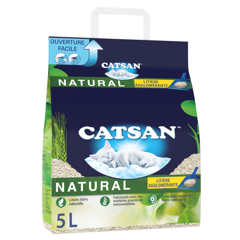 Catsan Litière Agglomérante Végétale Pour Chat 5L - 2,73kg Catsan Litière Agglomérante Végétale Pour Chat 5L - 2,73kg