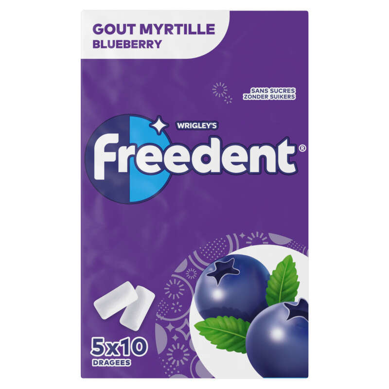 Freedent Chewing-Gum Goût Myrtille Sans Sucres 5X10 Dragées 70G Freedent Chewing-Gum Goût Myrtille Sans Sucres 5X10 Dragées 70G