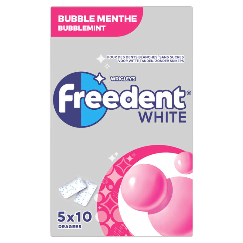 Freedent White Chewing-gum au bubble menthe sans sucre 70g Freedent White Chewing-gum au bubble menthe sans sucre 70g