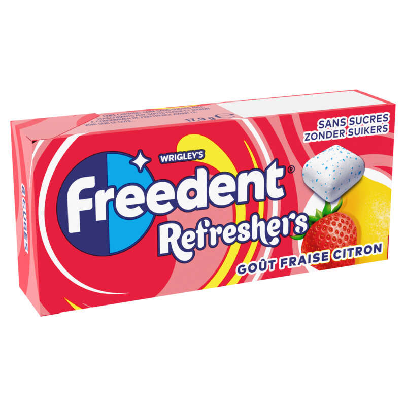 Freedent Refreshers Fraise Citron Sans Sucres 18g Freedent Refreshers Fraise Citron Sans Sucres 18g