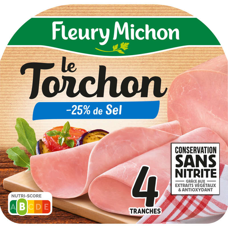 Fleury Michon Le Torchon Jambon -25% De Sel x4 Fleury Michon Le Torchon Jambon -25% De Sel x4