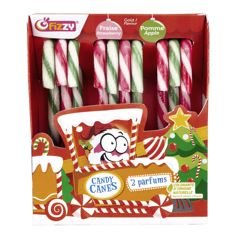 Fizzy Candy Canes 2 Parfums Fraise & Pomme 140g Fizzy Candy Canes 2 Parfums Fraise & Pomme 140g
