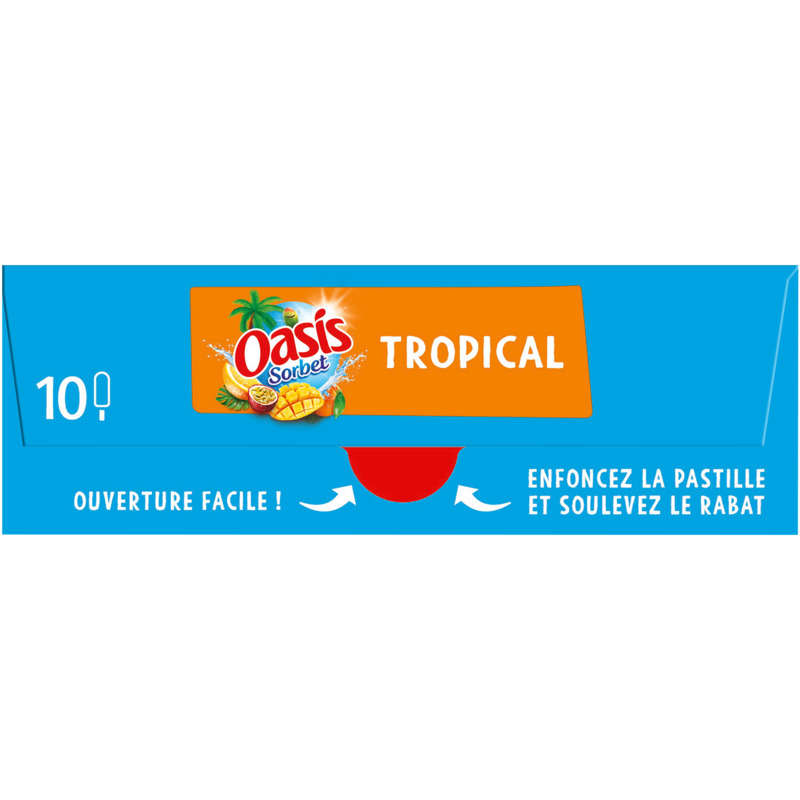 Oasis Sorbet Bâtonnets glacés Cocktail Tropical x10 400g