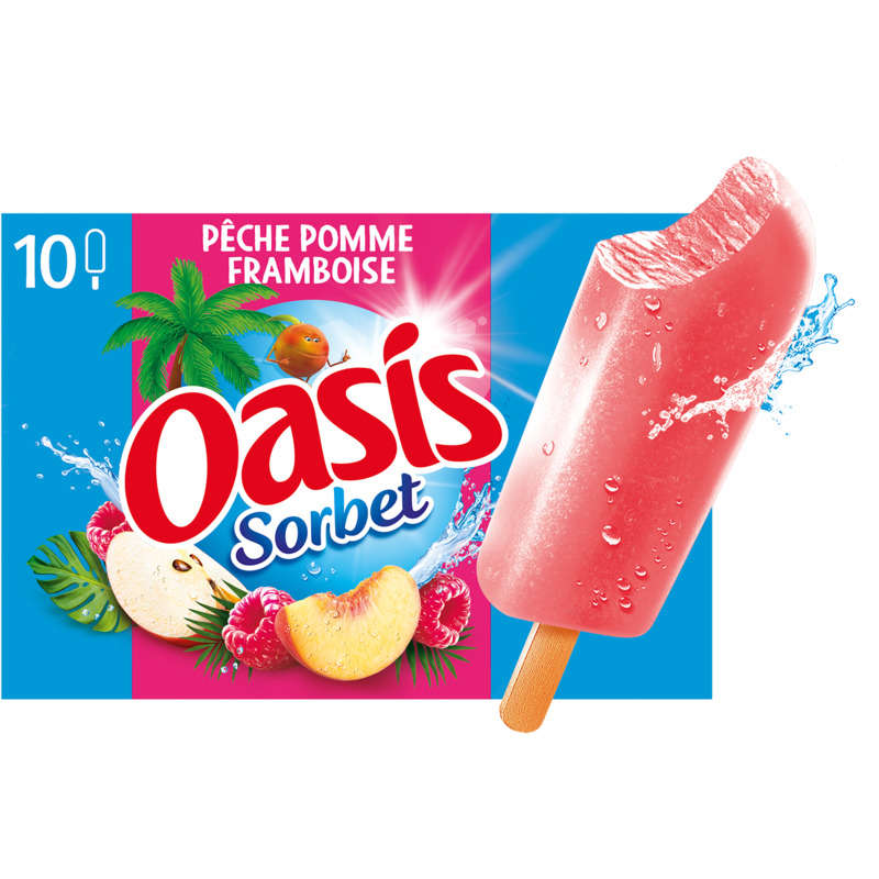 Oasis Sorbet pêche pomme framboise 400g Oasis Sorbet pêche pomme framboise 400g