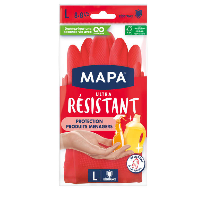 Mapa Gants De Ménage Extérieur Renforcé, Taille L 2 x Mapa Gants De Ménage Extérieur Renforcé, Taille L 2 x