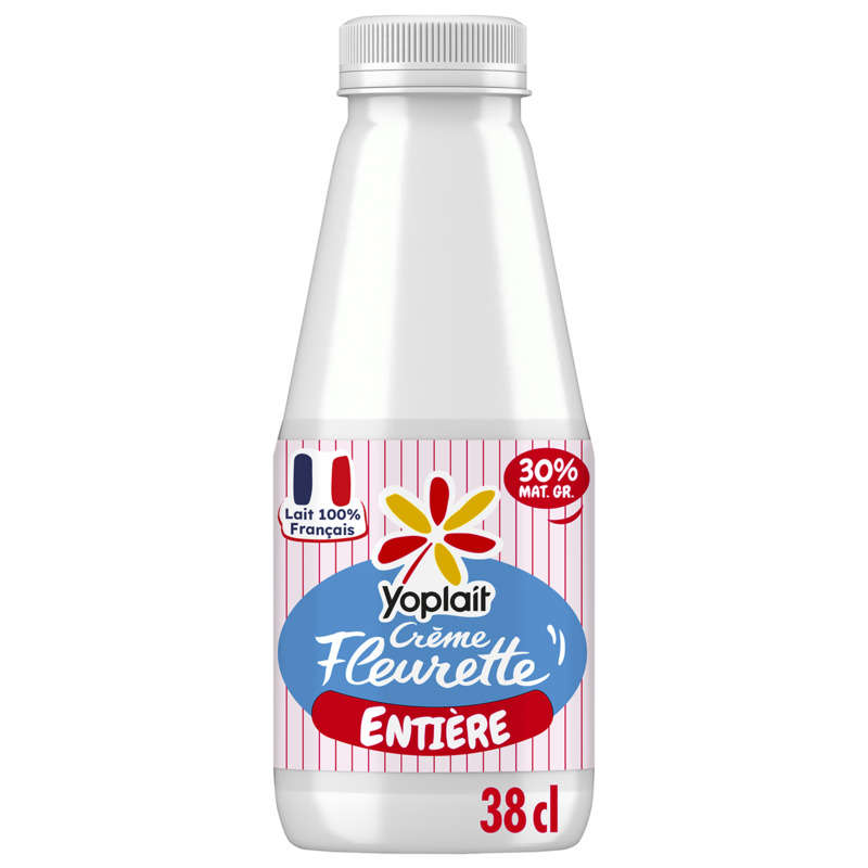 Yoplait Crème fraîche fleurette entière 30%mg bouteille 38cl Yoplait Crème fraîche fleurette entière 30%mg bouteille 38cl