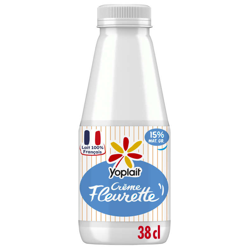 Yoplait Crème fraiche fleurette légère 15% bouteille 38cl Yoplait Crème fraiche fleurette légère 15% bouteille 38cl