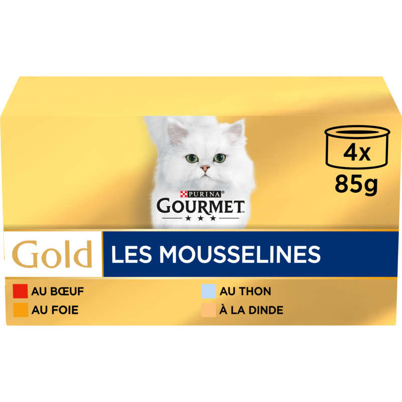 Purina Gourmet Gold Les Mousselines Mousses pour Chat 4x85g Purina Gourmet Gold Les Mousselines Mousses pour Chat 4x85g