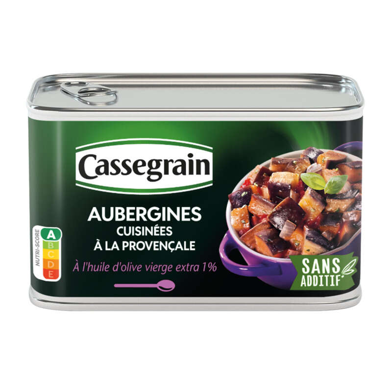 Cassegrain Aubergines cuisinées à la provençale à l'huile d'olives extra vierge 375g Cassegrain Aubergines cuisinées à la provençale à l'huile d'olives extra vierge 375g