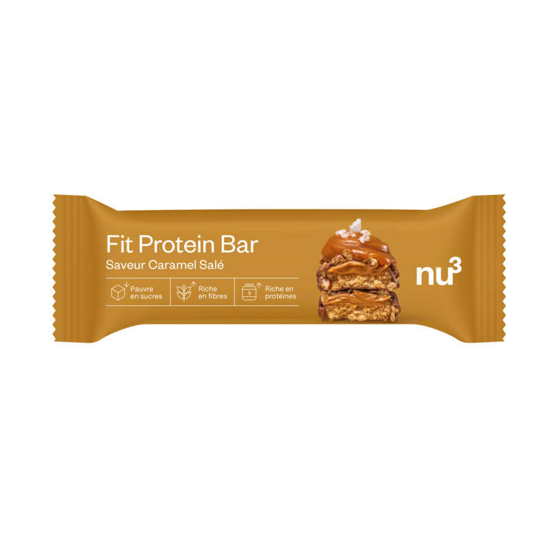 Nu3 FIT Barre protéinée caramel salé 55g Nu3 FIT barre protéinée caramel salé 55g