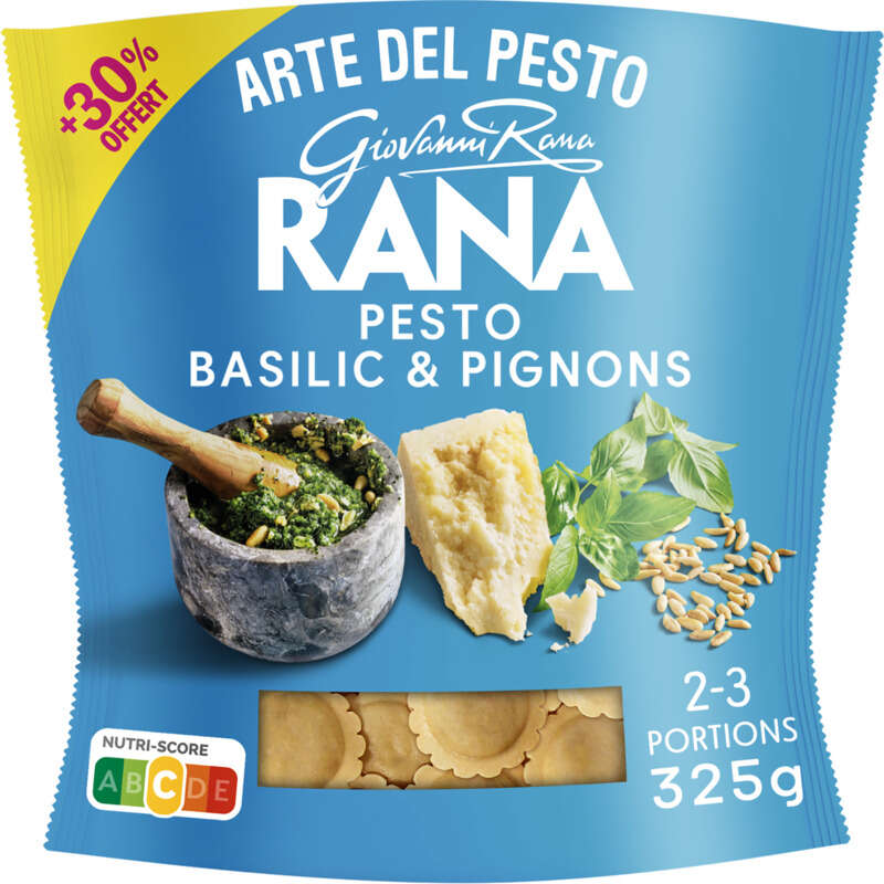Rana Pâtes fraîches Ravioli Pesto Basilic & Pignons +30% offert-325g Rana Pâtes fraîches Ravioli Pesto Basilic & Pignons +30% offert-325g