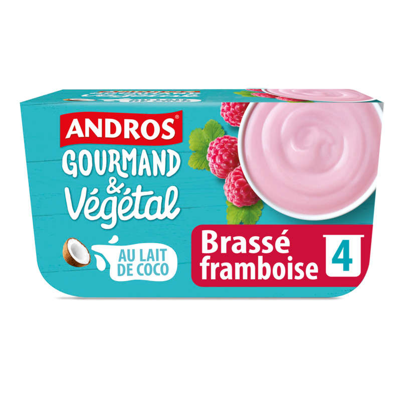 Andros Gourmand & Végétal Framboise et lait de coco 4x100g Andros Gourmand & Végétal Framboise et lait de coco 4x100g