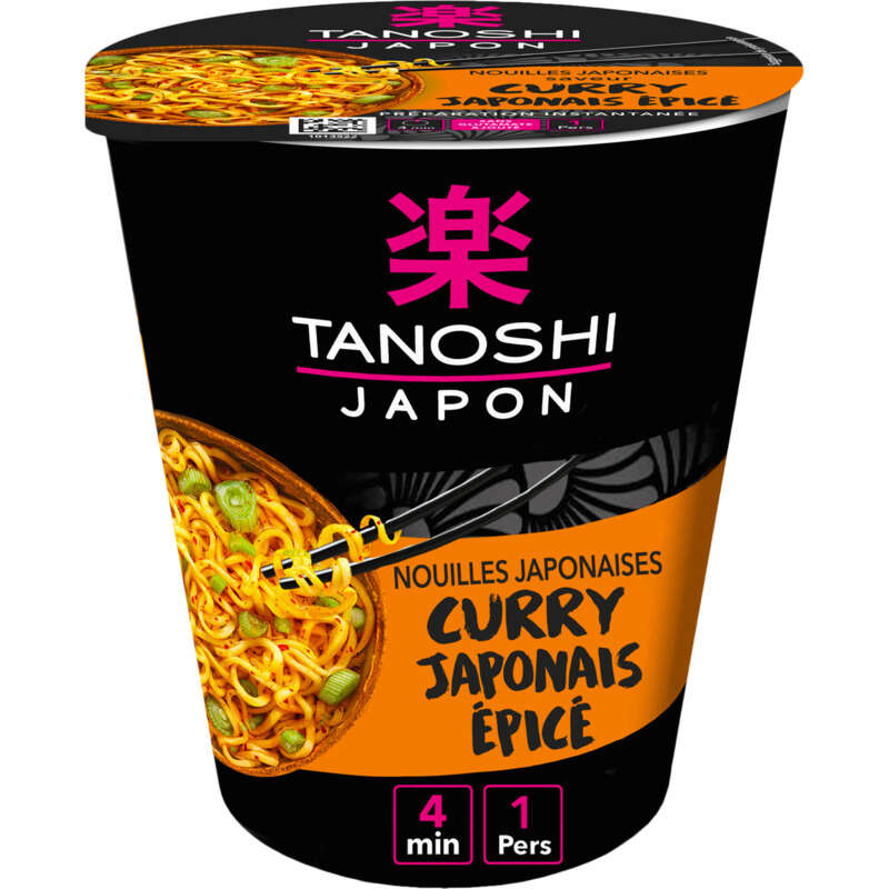 Tanoshi Japon Nouilles Japonaises Saveur Curry Japonais Epicé 65g Tanoshi Japon Nouilles Japonaises Saveur Curry Japonais Epicé 65g