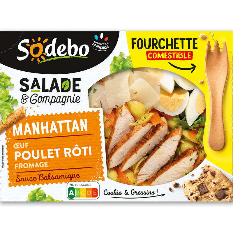 Sodebo Salade & Cie Manhattan Œuf Poulet Rôti Fromage 320g Sodebo Salade & Cie Manhattan Œuf Poulet Rôti Fromage 320g