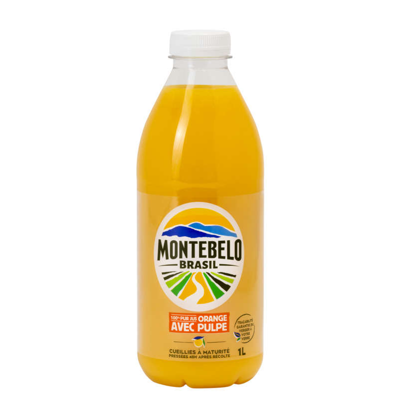 Montebelo Brasil Pur jus orange avec pulpe 1L Montebelo Brasil Pur jus orange avec pulpe 1L
