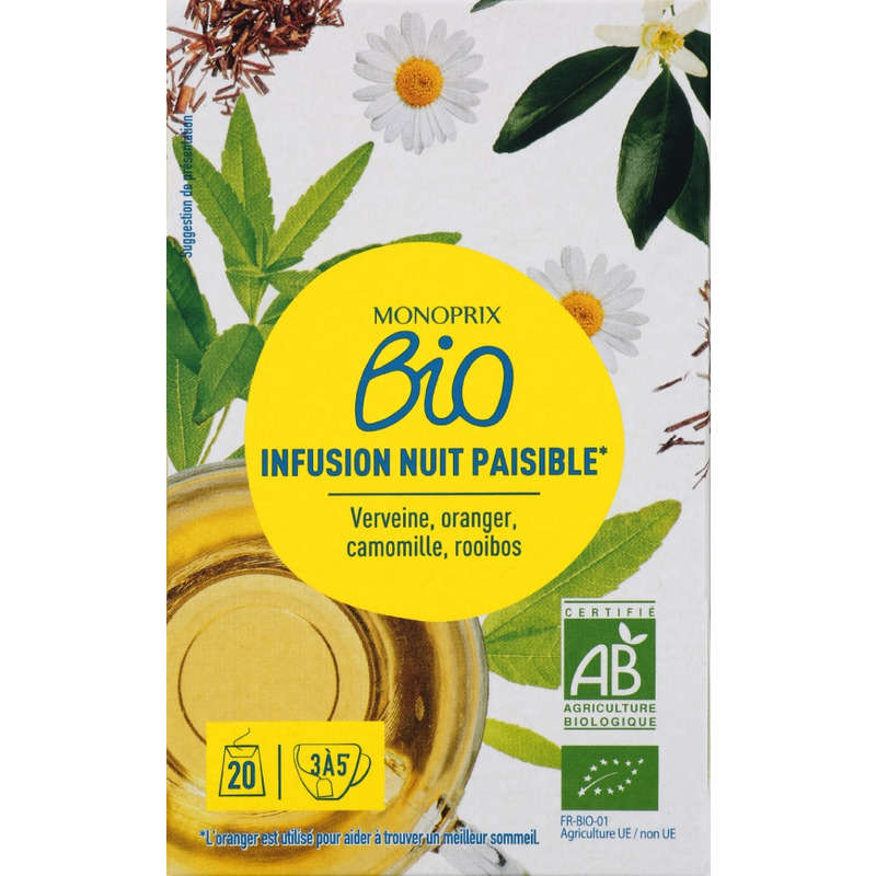 Monoprix Bio Infusion Nuit Paisible 20 Sachets 30g