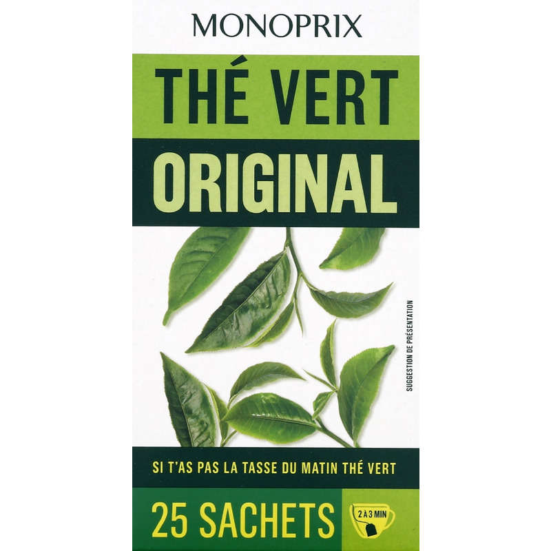 Monoprix Thé Vert Original 25 Sachets 40g Monoprix Thé Vert Original 25 Sachets 40g
