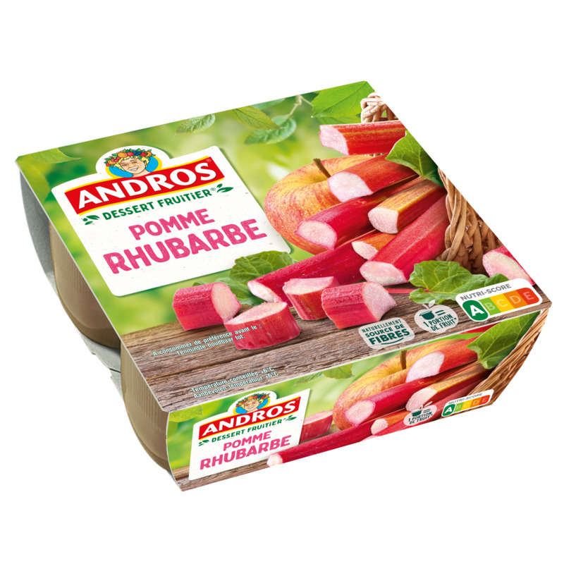 Andros Compote Pomme & Rhubarbe 4x100g Andros Compote Pomme & Rhubarbe 4x100g