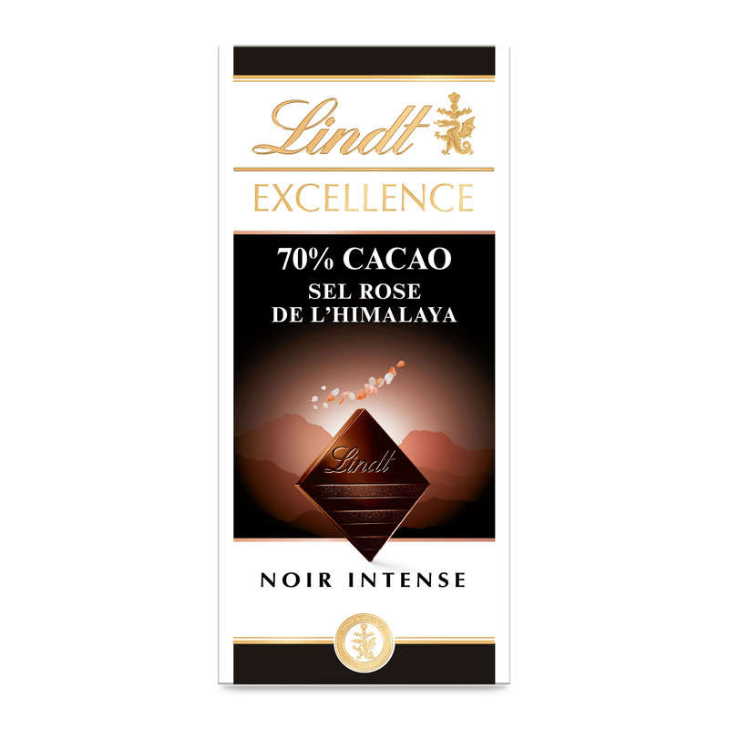 Lindt Excellence Tablette Chocolat Noir Intense 70% Sel Rose De L’Himalaya 100g Lindt Excellence Tablette Chocolat Noir Intense 70% Sel Rose De L’Himalaya 100g