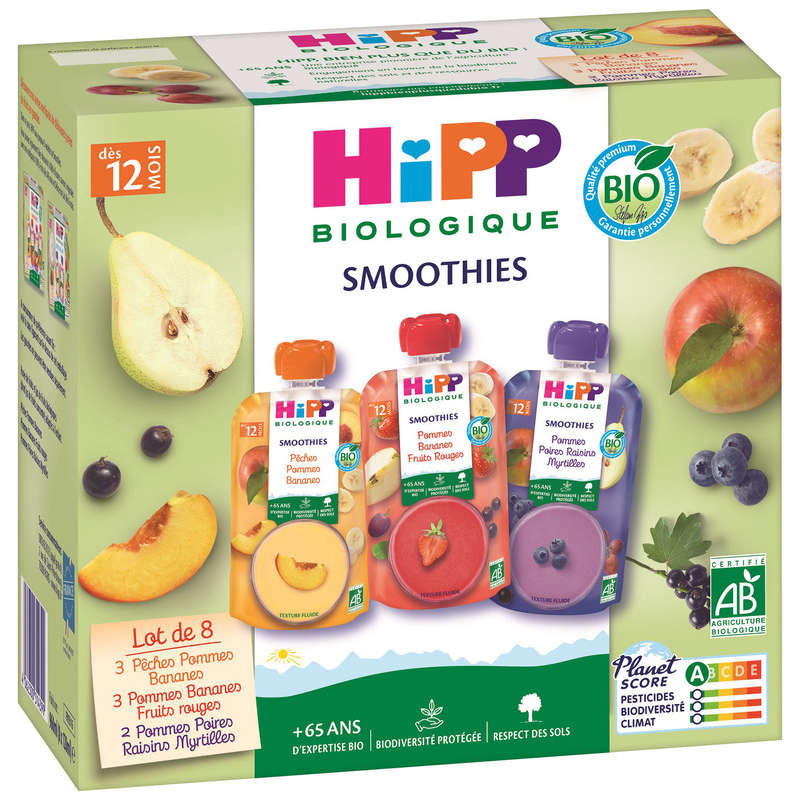 Hipp Biologique Purée de Fruits 3 Variétés, Dès 12 Mois Hipp Biologique Purée de Fruits 3 Variétés, Dès 12 Mois