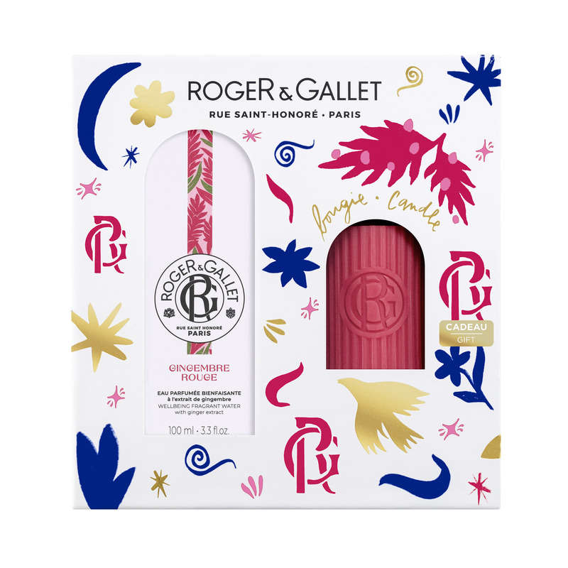 Roger & Gallet Coffret Eau Parfumée Bienfaisante Gingembre Rouge avec bougie parfumée Roger & Gallet Coffret Eau Parfumée Bienfaisante Gingembre Rouge avec bougie parfumée