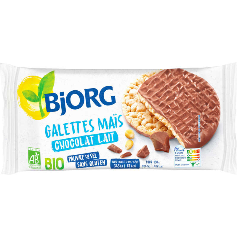 Bjorg Galettes De Maïs Au Chocolat Lait Bio 100G