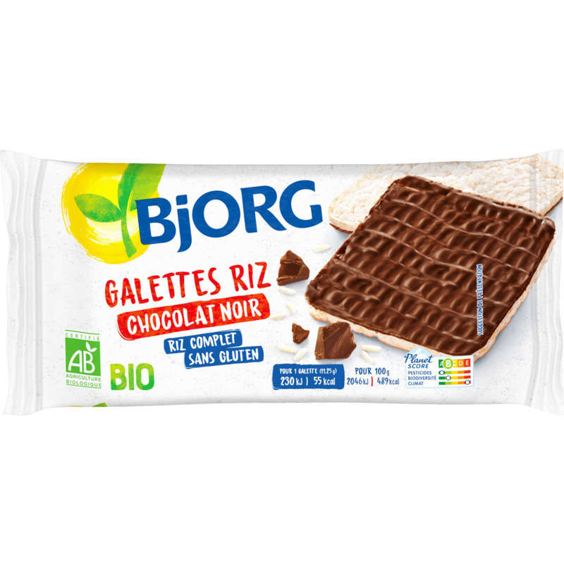 Bjorg Galettes Riz Chocolat Noir Bio 90g Bjorg Galettes Riz Chocolat Noir Bio 90g