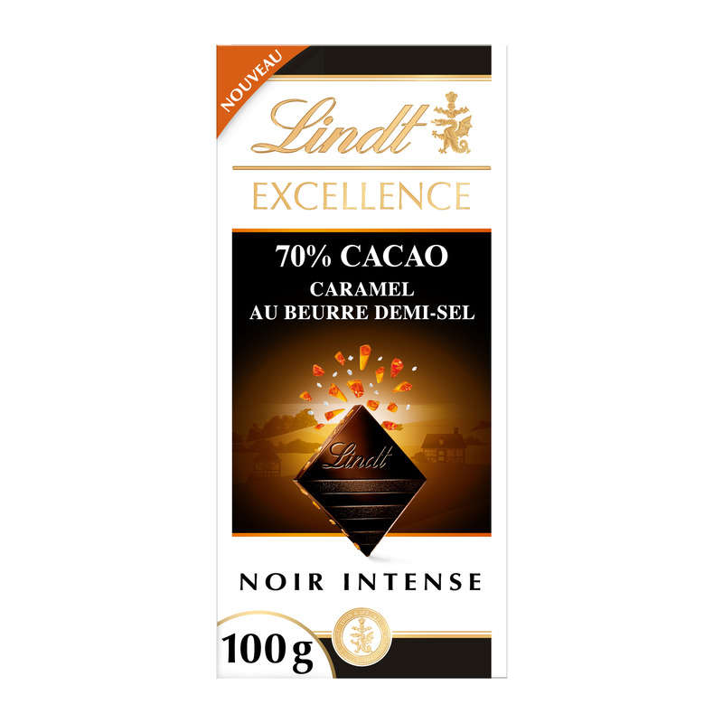 Lindt Excellence Chocolat Noir 70% Cacao Caramel au Beurre Demi-Sel 100g Lindt Excellence Chocolat Noir 70% Cacao Caramel au Beurre Demi-Sel 100g