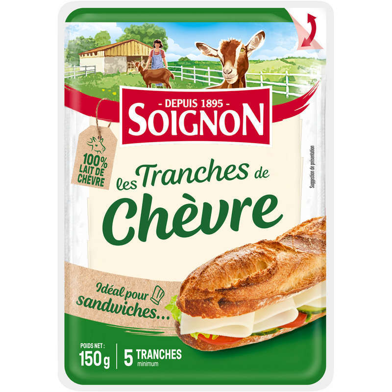 Soignon Les Tranches De Chèvre x5 Tranches 150g Soignon Les Tranches De Chèvre x5 Tranches 150g