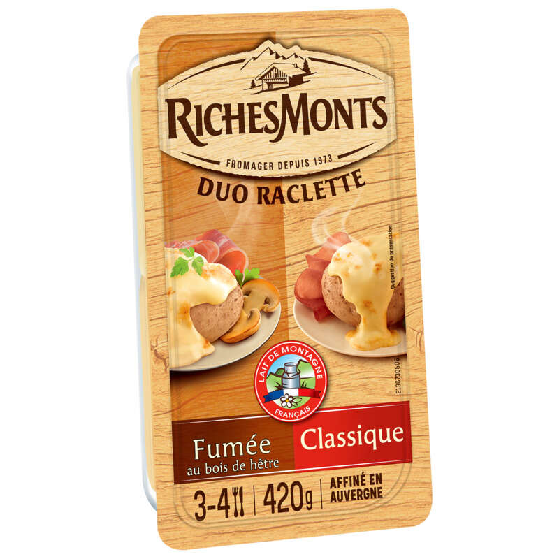 RichesMonts Duo Raclette Classique Et fumée 420g RichesMonts Duo Raclette Classique Et fumée 420g