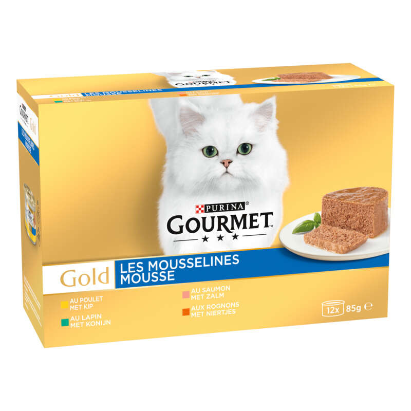 Purina Gourmet Gold Les Mousselines Mousses pour Chat 12x85g Purina Gourmet Gold Les Mousselines Mousses pour Chat 12x85g