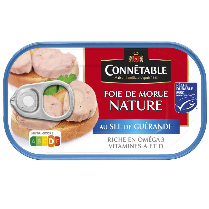 Connétable Foie de Morue Nature au Sel de Guérande 121g Connétable Foie de Morue Nature au Sel de Guérande 121g