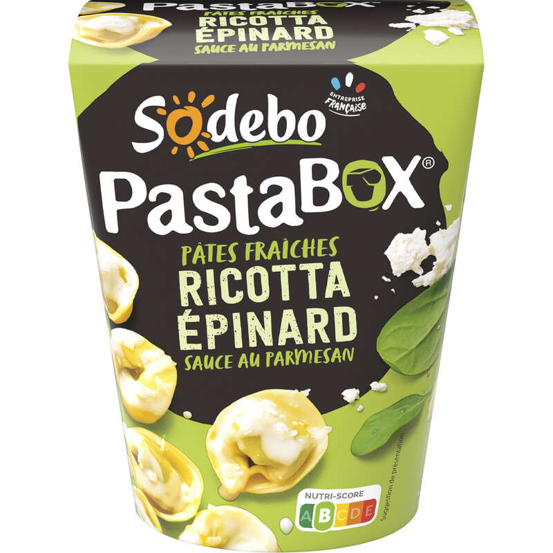 Sodebo Pasta Box Tortellini ricotta épinards sauce parmesan 280g Sodebo Pasta Box Tortellini ricotta épinards sauce parmesan 280g