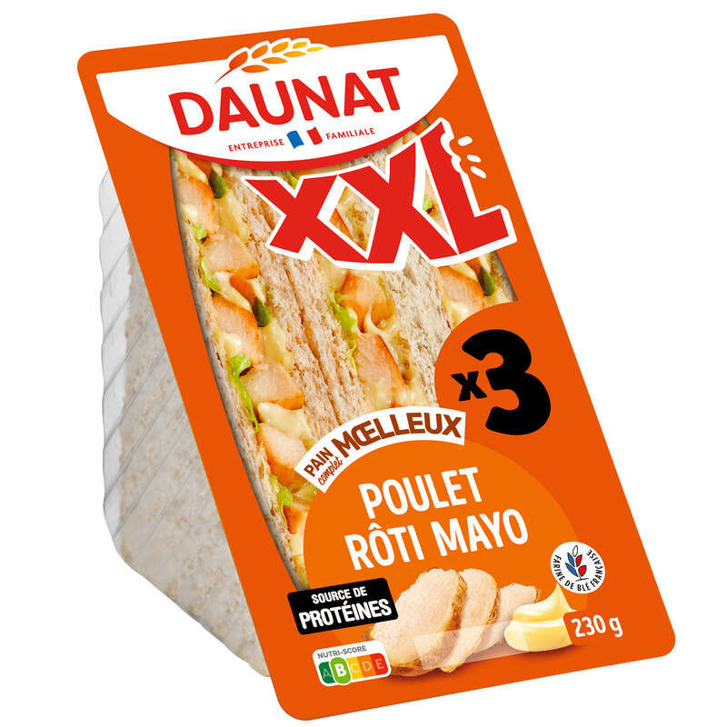 Daunat XXL Poulet rôti et mayonnaise 230g Daunat XXL Poulet rôti et mayonnaise 230g