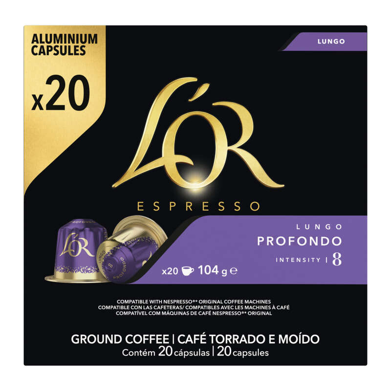 L'Or Espresso Café Lungo Profondo intensité 8 x20 capsules 104g L'Or Espresso Café Lungo Profondo intensité 8 x20 capsules 104g