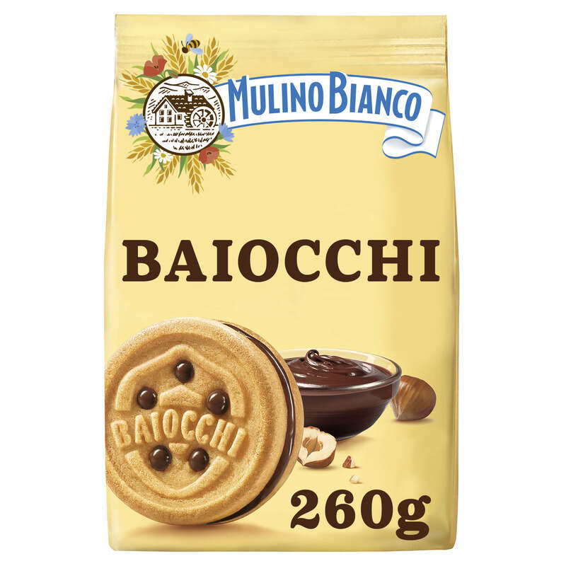 Mulini Bianco Biscuits Baiocchi nocciola 260g Mulini bianco biscuits baiocchi nocciola 260g