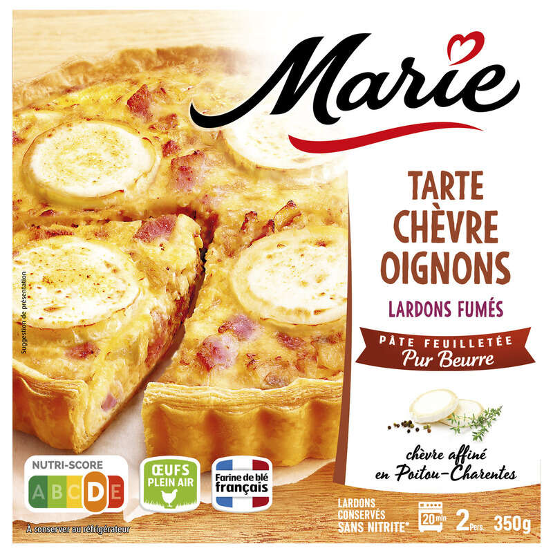 Marie tarte chèvre oignons lardons fumés pur beurre 350g Marie tarte chèvre oignons lardons fumés pur beurre 350g