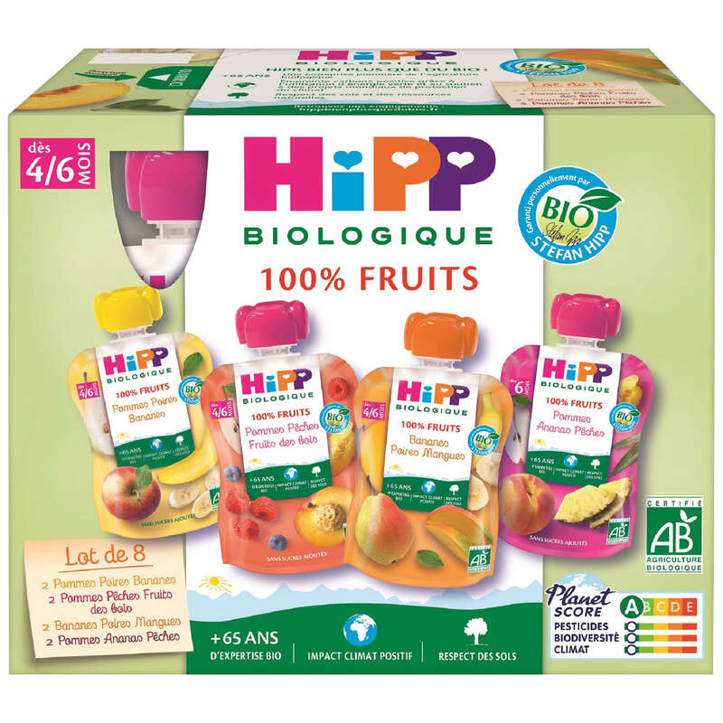 Hipp Biologique Purées de Fruits 4 Variétés, Dès 4/6 Mois Hipp Biologique Purées de Fruits 4 Variétés, Dès 4/6 Mois