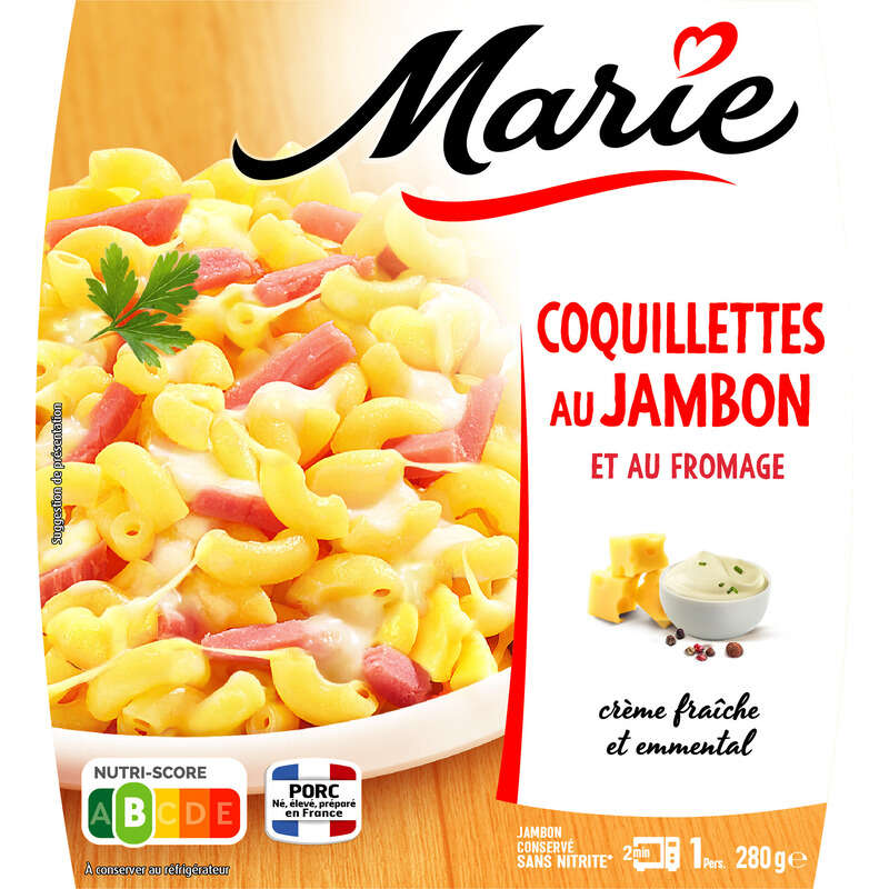 Marie Coquillettes au jambon et au fromage 280g Marie Coquillettes au jambon et au fromage 280g