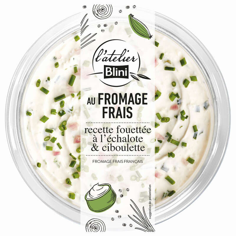 Atelier Blini Recette fouettée au fromage frais échalote et ciboulette 140g Atelier Blini Recette fouettée au fromage frais échalote et ciboulette 140g