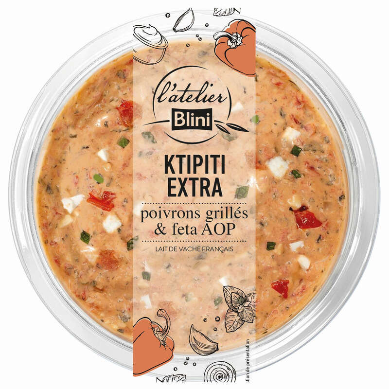 Atelier Blini Ktipiti,Poivrons Grillés,Yaourt Grec,Feta Battue,Menthe 175g Atelier Blini Ktipiti,Poivrons Grillés,Yaourt Grec,Feta Battue,Menthe 175g