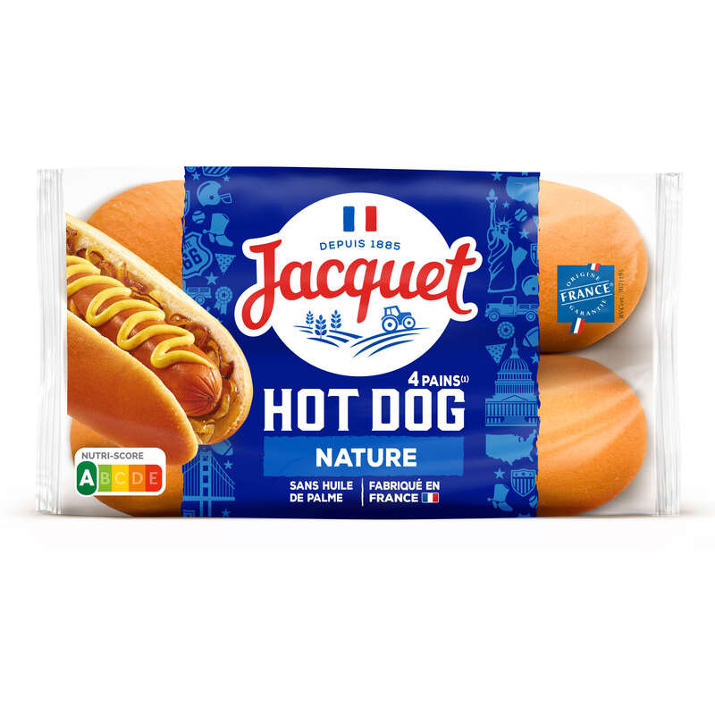 Jacquet Pains spéciaux pour hot dogs 240g Jacquet Pains spéciaux pour hot dogs 240g