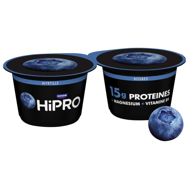 Hipro Yaourt Myrtille 15g Protéines 2x160g Hipro Yaourt Myrtille 15g Protéines 2x160g